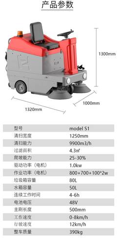 純電動工廠物業保潔道路清掃車 凱迪斯掃地機S1